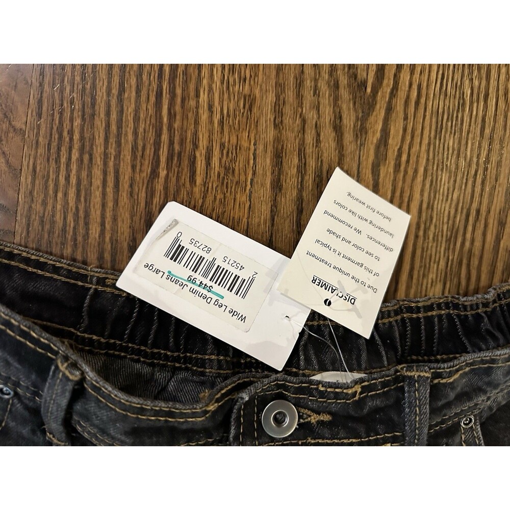 Wide Leg Flared Jeans in Washed Black - Picture 2 of 11